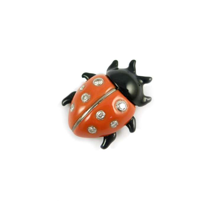 Mid-20th century enamel and diamond ladybird brooch
